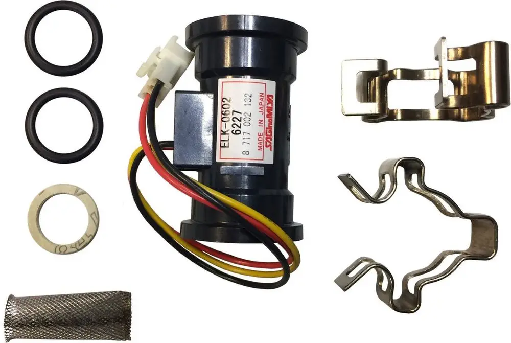 BOSCH Turbine mit Anschlusskabel, mehreren O-Ringen, Kupferclip und Filtergitter, zur Verwendung in technischen Anwendungen.